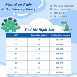 MooMoo Baby Cotton Potty Training Underwear 4 Packs Absorbent Training Pants for Boys 5T