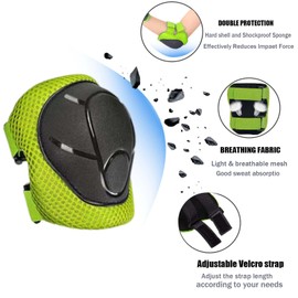 HocIece Kids/Youth Knee Pads for Kids 3-14Years Boys Girls 6 in 1 Kids Protective Gear Set Adjustable Knee Pads, Elbow Pads, for Skating Cycling Bike Rollerblading Scooter Roller Skates