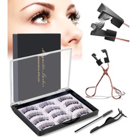 Magnetic Eyelashes, Magnetic Eyelashes Without Eyeliner, Reusable Magnetic Eyelash Set, Includes 3 Pairs of Different Style Magnetic Eyelashes, Magnetic Natural Look (3 Pairs)