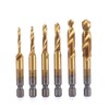Fongmore 6-Piece Hex Shank 1/4 Titanium Coated Drill and Tap