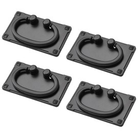 INCREWAY 4Pcs Pull Handle, Furniture Ring Pulls Antique Drawer Pulls, Cabinet Flatback Hardware Handles for Kitchen Cabinet Dresser（Black）