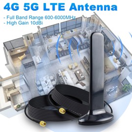 YILIANDUO 5G LTE Antenna 10dBi Omnidirectional Signal Amplifier Magnetic Base Antenna RP SMA TS9 Adapter with Dual RG174 Coaxial Cable 2M for 3G/4G/5G/GSM/GPRS Router IoT Gateway Smart Home