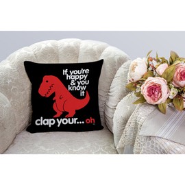 HGOD DESIGNS Throw Pillow Case Red Dinosaur Cotton Linen Square Cushion Cover Standard Pillowcase for Men Women Home Decorative Sofa Armchair Bedroom Livingroom 18 x 18 inch