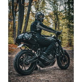 IRON JIA'S Motorcycle Dry Bag - Waterproof Duffle & Luggage Tail Bag Saddle Bags with Roll Top Closure, Shoulder Straps, Inner Pocket and Mesh Pocket (Black, 50L)