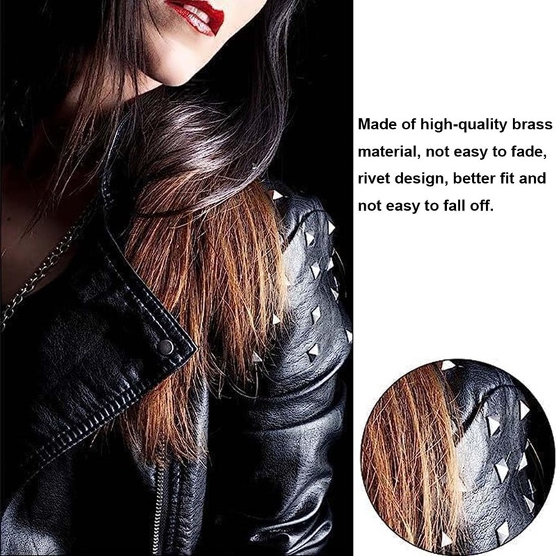 WeddHuis 50 Pieces Square Metal Rivets, Pyramid Spike Rivets, DIY