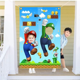 Mario Photo Door Banner Mario Face Photography Banner Background Mario Birthday Party Supplies