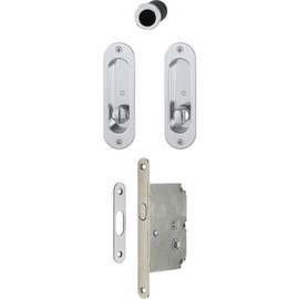 Hoppe Sliding Door Handle Oval Rosette WC Set 4930 – Chrome-Plated SAT | Inset Handles