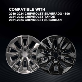 WEISIGAO Wheel Skins Compatible with Chevy Silverado 1500; Tahoe; Suburban 2019-2024; 20 inch Premium Wheel Covers; Set of 4 Packs (Glossy Black)