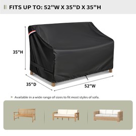 KylinLucky Waterproof Outdoor Loveseat Cover 52×35×35 Inch - 420D Oxford Fabric, All-Weather Patio Sofa Protector with Way Air Vents & Windproof Straps, Sunproof Black
