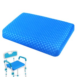 Anycosy Shower Seat Cushion Waterproof,Bathtub Cushion for Transfer Benches,Slip-Resistant 3D Foam Mesh Bathtub Chair Pad with Hook,Quick Drying Shower Seat Mat for Elderly (Blue, Medium)