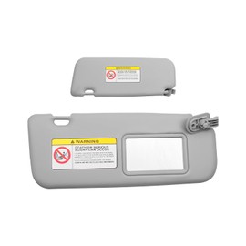 Right Passenger Side Sun Visor with Makeup Mirror Fit for Hyundai Accent 1E 2011 2012 2013 2014 2015 Replace 85220-1R000, Sun Protection Shade with Installation Pry Plate, Gray