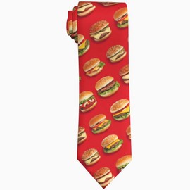 DEKIFNHG Hamburger Men's Tie Funny Red Neckties Holiday Season Party Gifts