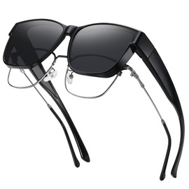 Over Sunglasses Men and Women, Over Glasses for Glasses Wearers, Sunglasses Over Normal Glasses, Polarised Sunglasses for Glasses Wearers, UV400 Protection, leopard