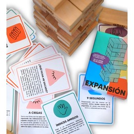 Alcrea Wooden Tower (Jenga™) Playing Cards with 31 Tests, Challenges and Jokers Expanding The Popular Board Game for All Ages - Tower NOT INCLUDED