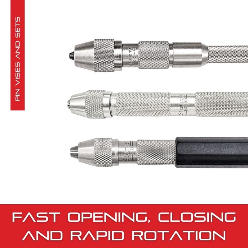 Starrett Pin Vise with Knurled Handles, Smaller Body Diameter, and