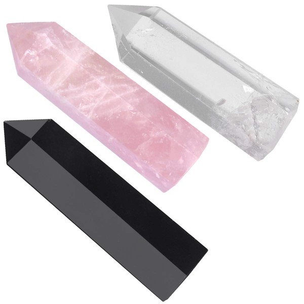 mookaitedecor Pack of 3 Natural Crystal Dots, Healing Crystal Rods
