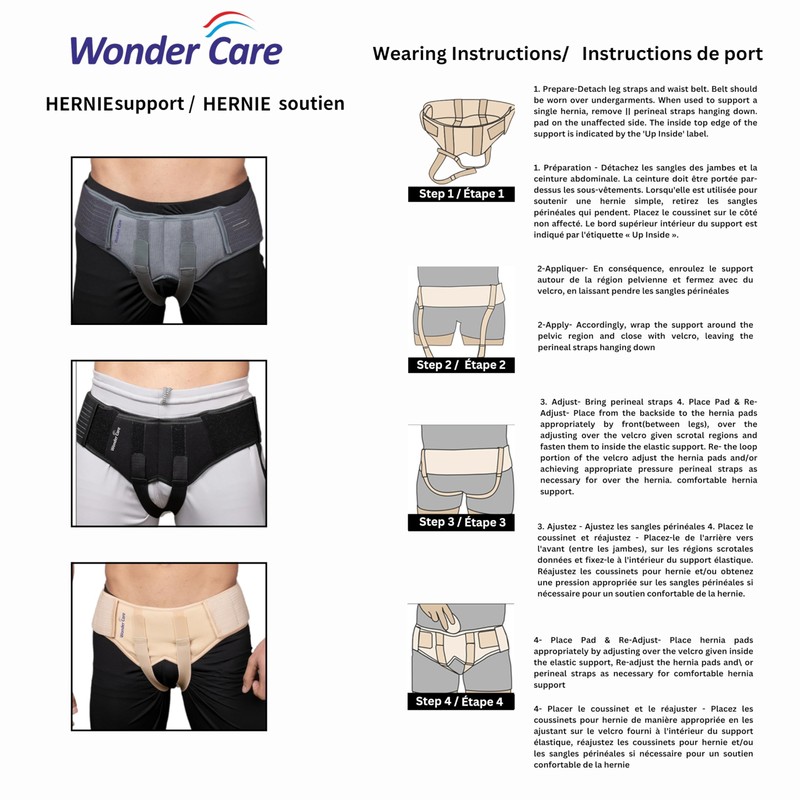Wonder Care Hernia Support Brace for Single/Double Inguinal or Sports