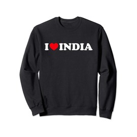 I Heart (Love) India T-Shirt - White Text Red Heart Design Sweatshirt