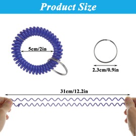 MUXHEL 100 Pcs Colorful Wristlet Keychains, Stretchable Plastic Wrist Coil keychain, Spiral Wrist Band Key Ring Chain for Gym, Pool, ID Badge, Sauna, Outdoor Sport