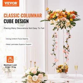 VEVOR 10PCS 23.6inch High Wedding Flower Stand, With Acrylic Laminate,Acrylic Vase Column Geometric Centerpiece Stands, Floral Display Rack for T-Stage Events Reception, Party Decoration Home
