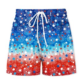 Patriotic Red White Blue Shorts for Kid USA Stars Pull On Jogger Short Casual July 4th Drawstring Shorts 9-10 Years