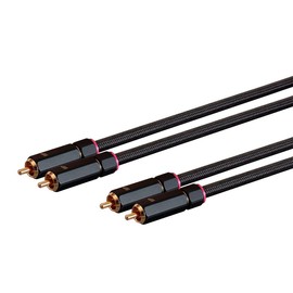 Monoprice Male RCA Two Channel Stereo Audio Cable - Gold Plated Connectors, Double Shielded, 15 Feet, Black - Onix Series