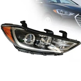 OUKANING - For 2017 2018 Hyundai Elantra SE | SEL | Value Edition Passenger Right Side Halogen Headlight Headlamp Assembly Replacement Black Housing Factory Style