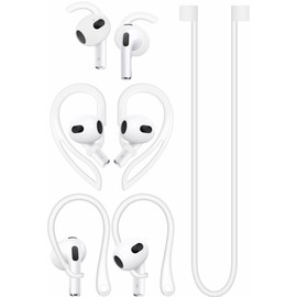 A-Focus Anti-Slip Set for AirPods 3rd Replacement Silicone Adjustable Ear Hook Ergonomic Design Wings Wingtip Ear Tips Strap Sport Earbuds Accessories Eartip Compatible with AirPods 3 White Strap