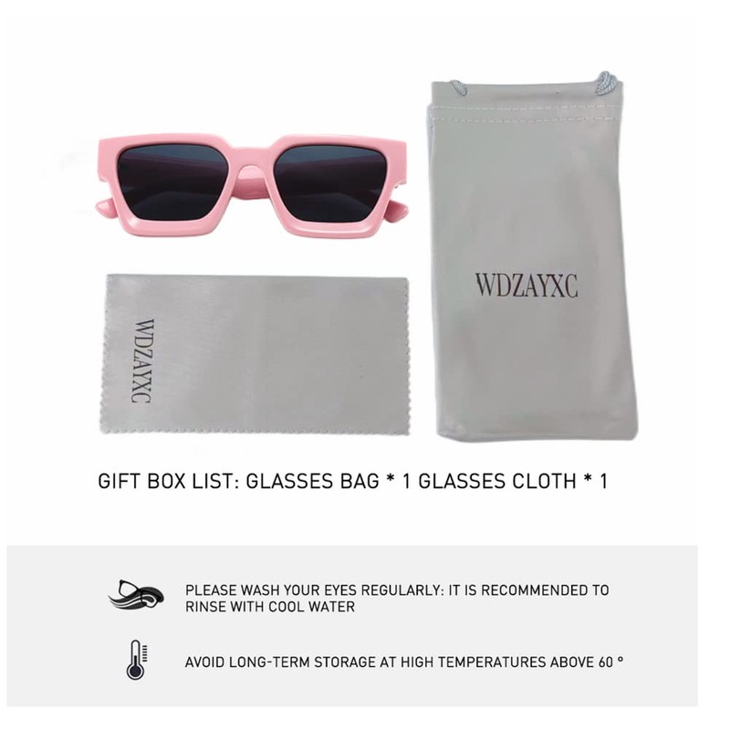 WDZAYXC Vintage Rectangular Sunglasses for Women Men Chunky Rectangle Sunglasses