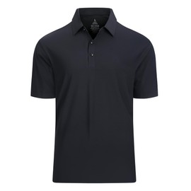 Alex Vando Mens Seamless Golf Shirt Moisture Wicking Quick-Dry Tailored Fit Polo Shirts,Black,L