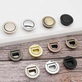 아연 합금 라운드 플러시 풀 링 핸들, 40mm, 숨겨진 매립형 가구 캐비닛 마운트 리프팅 [08 813 bright] Zinc Alloy Round Flush Pull Ring Handle, 40mm, Hidden Recessed Furniture Cabinet Mount Lift [08 813 bright]