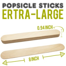 WISYOK 8'' Jumbo Craft Sticks, 60pcs Extra Large Natural Premium Wood, Ice Cream Sticks, Jumbo Sticks, Large Tongue Depressors, Plant Labels, Hair Removal and Waxing Supplies, Crafting