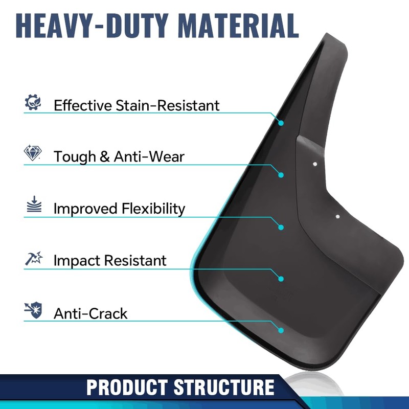 PIT66 4PCS Molded Mud Flaps Wheel Fender Mudguard, Compatible with