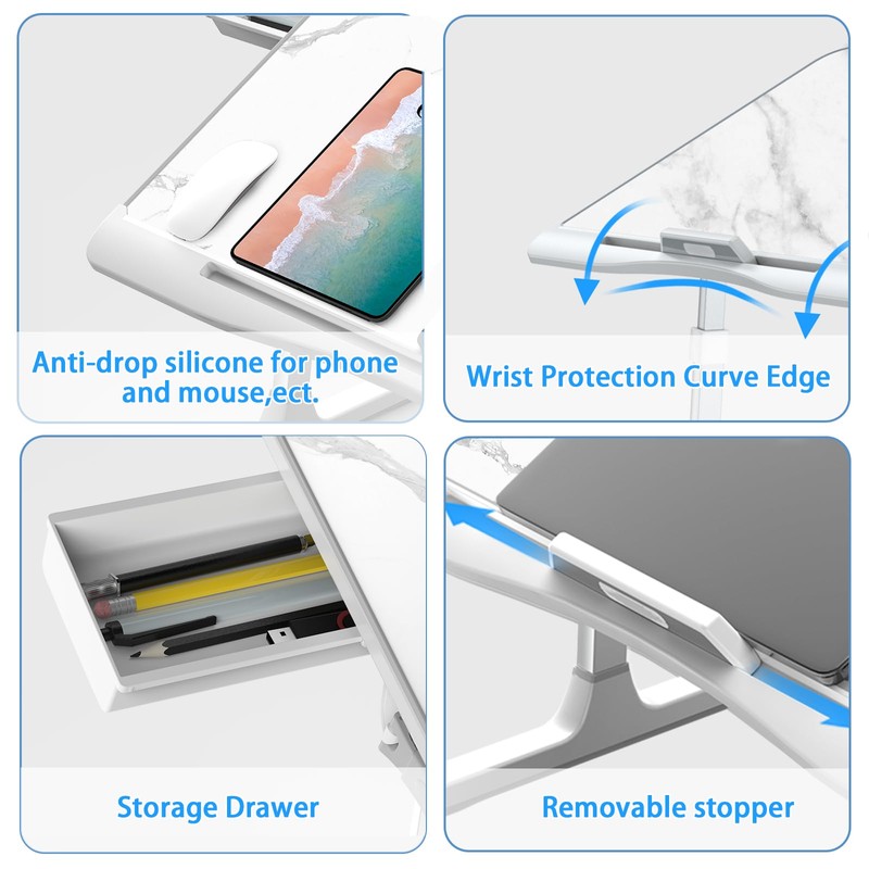 HETTHI Laptop Bed Tray Table, Adjustable Sturdy Laptop Stand for