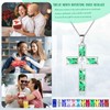 Jewmon Baguette Birthstone Cross Necklace for Women Lab Ruby Pendant