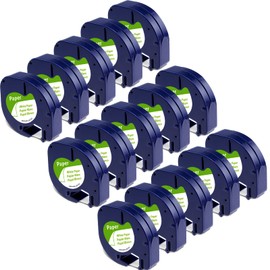 15 Pack 91330 Paper White Label Tape Compatible with Dymo Letratag Refills 12mm x 4m 1/2" x 13' Label Maker Tape Refill for Letra Tag Printer 100H Plus LT-100T LT-200B
