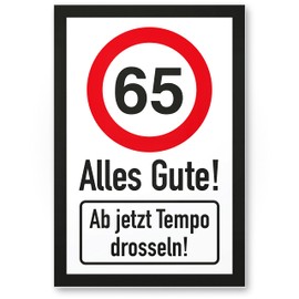 DankeDir! 65 Tempo Drosseln Schild - Alles Gute Geschenk 65. Geburtstag Geschenkidee Geburtstagsgeschenk Fünfundsechzigsten Geburtstagsdeko Partydeko Party Zubehör Geburtstagskarte