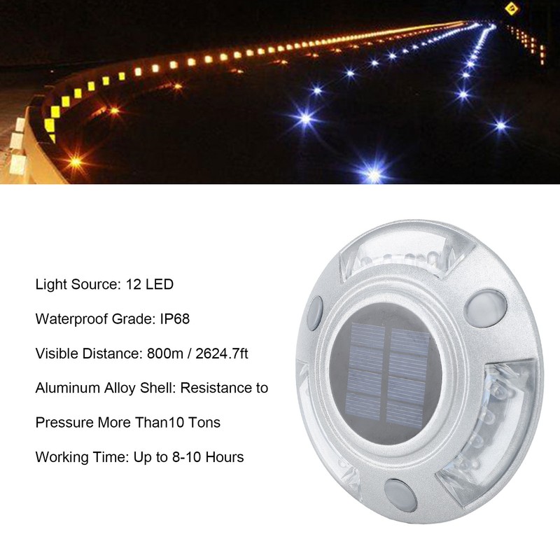 Solar Deck Lights Driveway Dock Lights 12 Led IP68 Waterproof