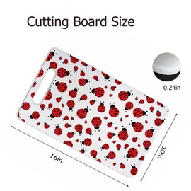 Bcumuq Ladybug Cutting Board with Handles Red Insect Black Polka Dot Cutting Boards Plastic Safe Chopping Board for Kitchen 16" x 10" x 0.24"