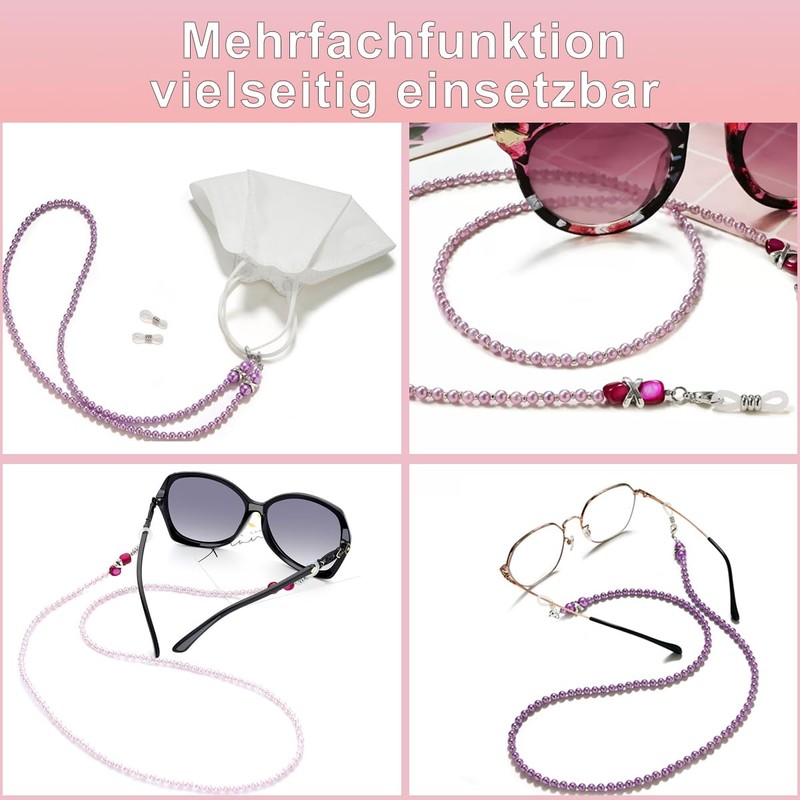 Eyglajdd 1 Piece Glasses Chain Women's Acrylic Beads, White