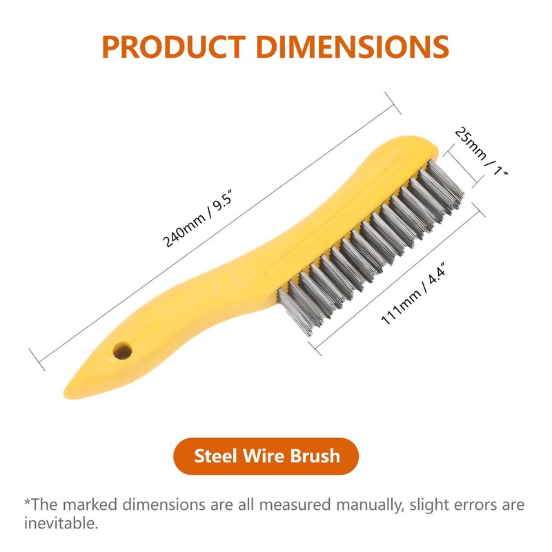 Hymnorq 3 Pack Wire Scratch Brushes with Wooden Shoe Handle