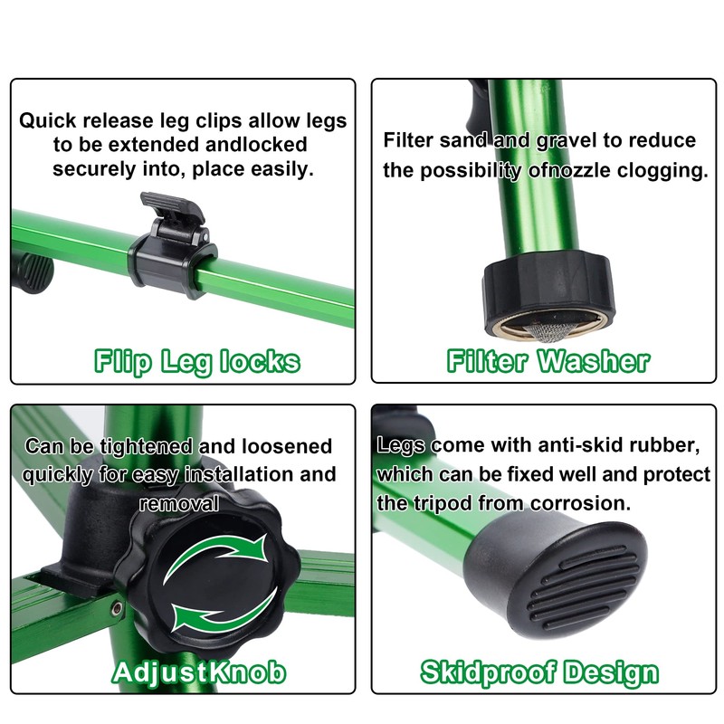 Biswing Impact Sprinkler Head on Tripod Base, Heavy Duty Lawn