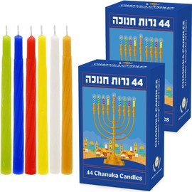 The Dreidel Company 2 Pack Multicolor Hanukkah Candles Menorah Candles Chanukah Candles 44 for All 8 Nights of Chanukah -