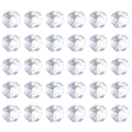PATIKIL K9 Crystal Octagon Beads 2 Holes Pendants, 60 Pack 10mm Chandelier Prisms Parts Ornaments Hanging Beads for DIY Arts Crafts Decoration, Clear