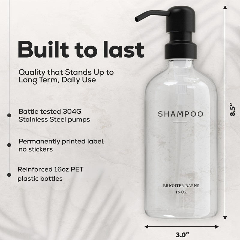Clear Shampoo and Conditioner Dispenser Set by Brighter Barns -