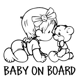 EROSPA® Car Sticker Baby On Board Girl with Teddy Car Sticker