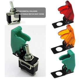 SG Store 5pcs 12mm Toggle Switch Cover Guard Engine Button Protection Cover,Plastic Metal Spring (Matte Black, Green,Transparent Red, Transparent Yellow, Transparent Green)