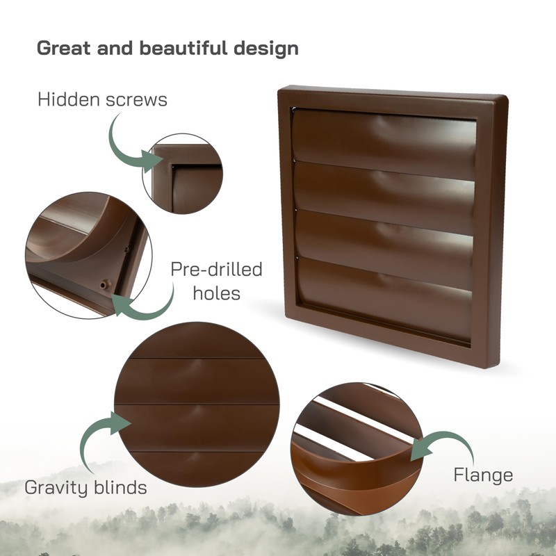 Vent Systems 6" Inch Brown Exhaust Vent Cover - Dryer