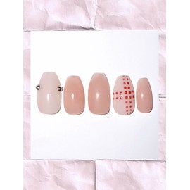 [Self-produced new product discount] Pink nude syrup gel unique nails - Short Oval Tips / [자체제작신상할인] 핑크 누드 시럽젤 유니크 네일 - 숏오발 팁