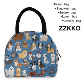 ZZKKO Dog Puppy Lunch Bag Box Tote Organizer Lunch Container Insulated Zipper Meal Prep Cooler Handbag For Women Men Home School Office Outdoor Use